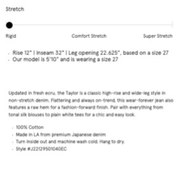 NEW Veronica Beard Ecru Cream Ivory Taylor Wide Leg Jeans 27 - Picture 12 of 12